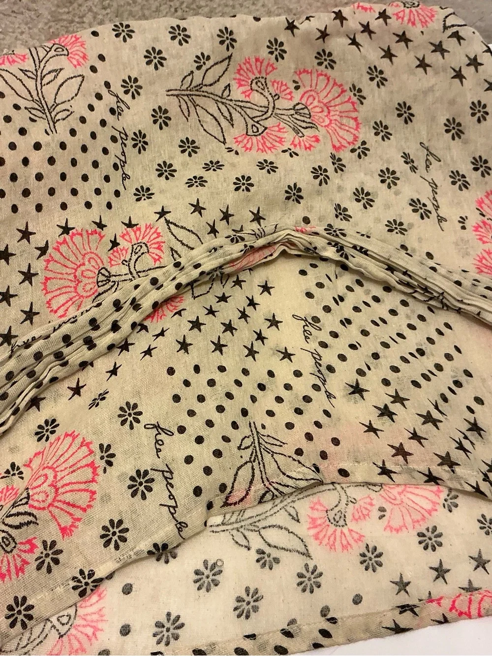 Free People Pink and Cream Floral Polka Dot Shoulder Bag